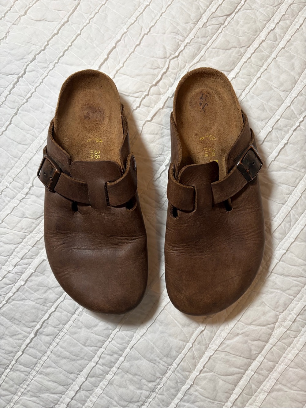 Birkenstock Brown Leather Clogs with Adjustable Buckle